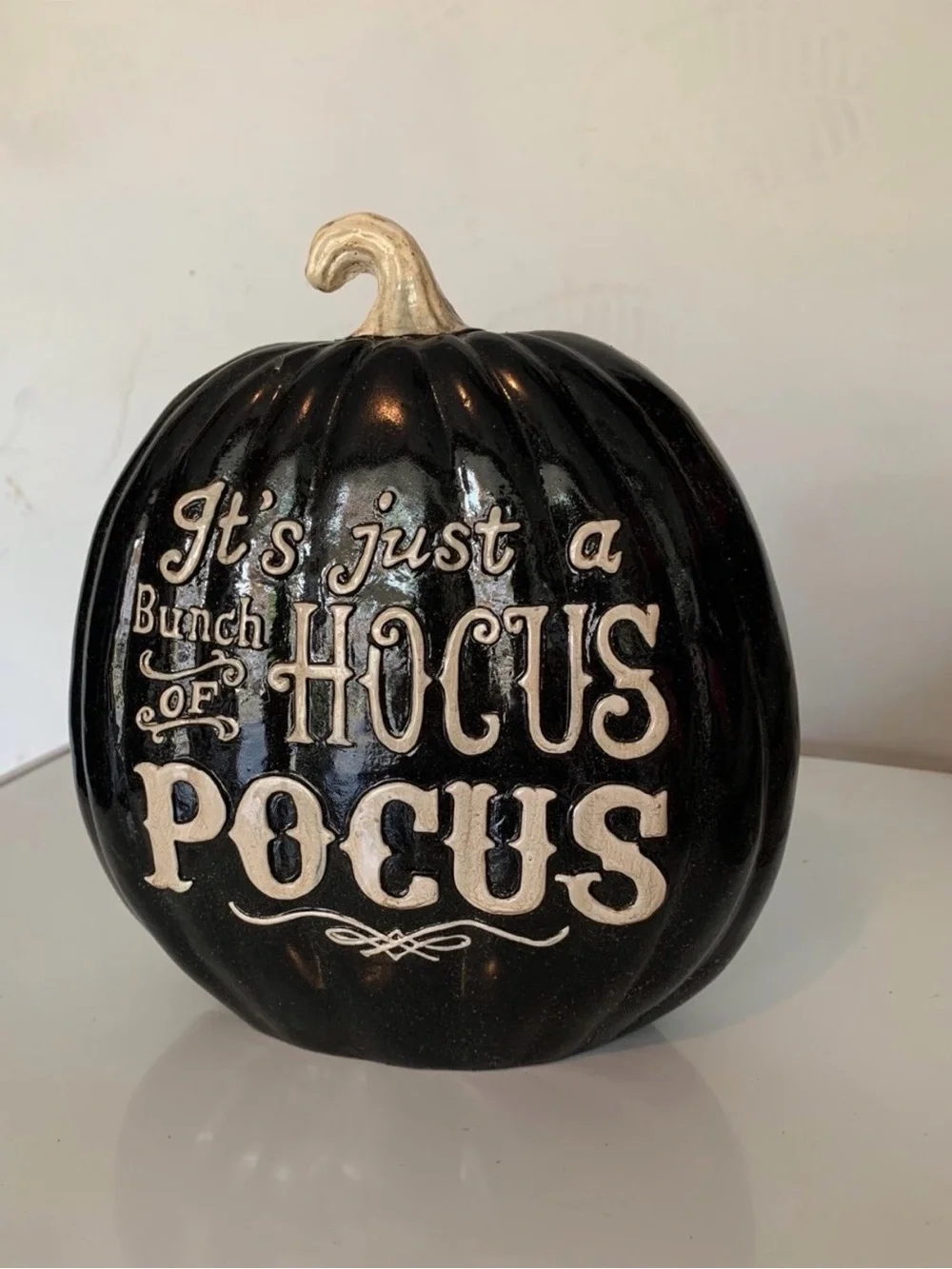 Halloween “It’s Just A Bunch of Hocus Pocus” Black Pumpkin Decor